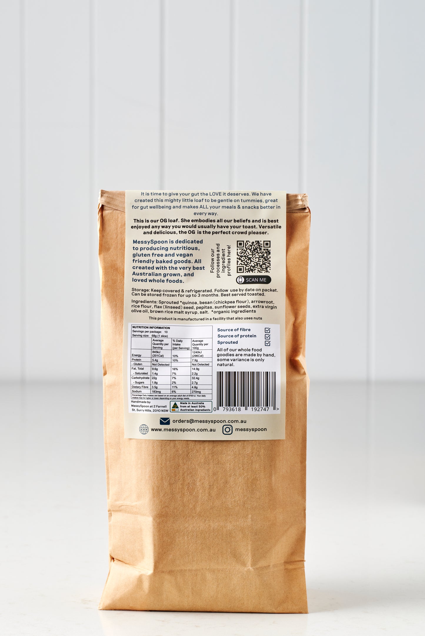 Wholesale Gluten Free Sprouted Original Bread (sliced) 6 x 780g